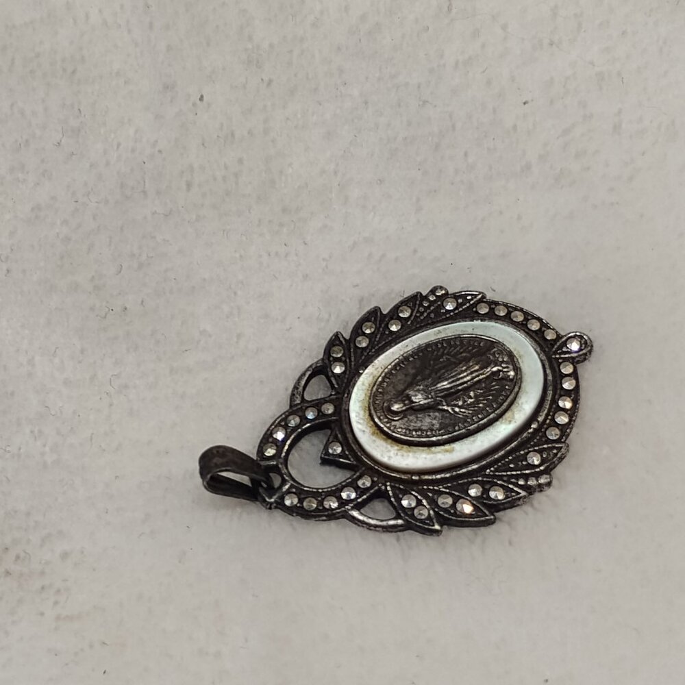 Vintage Religious Silver Jesus Pendant Virgin Mary Sterling Charm Catholic - Picture 8 of 11